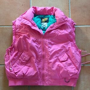 Women's retro Golden Bear Pink Puffer ski Vest
